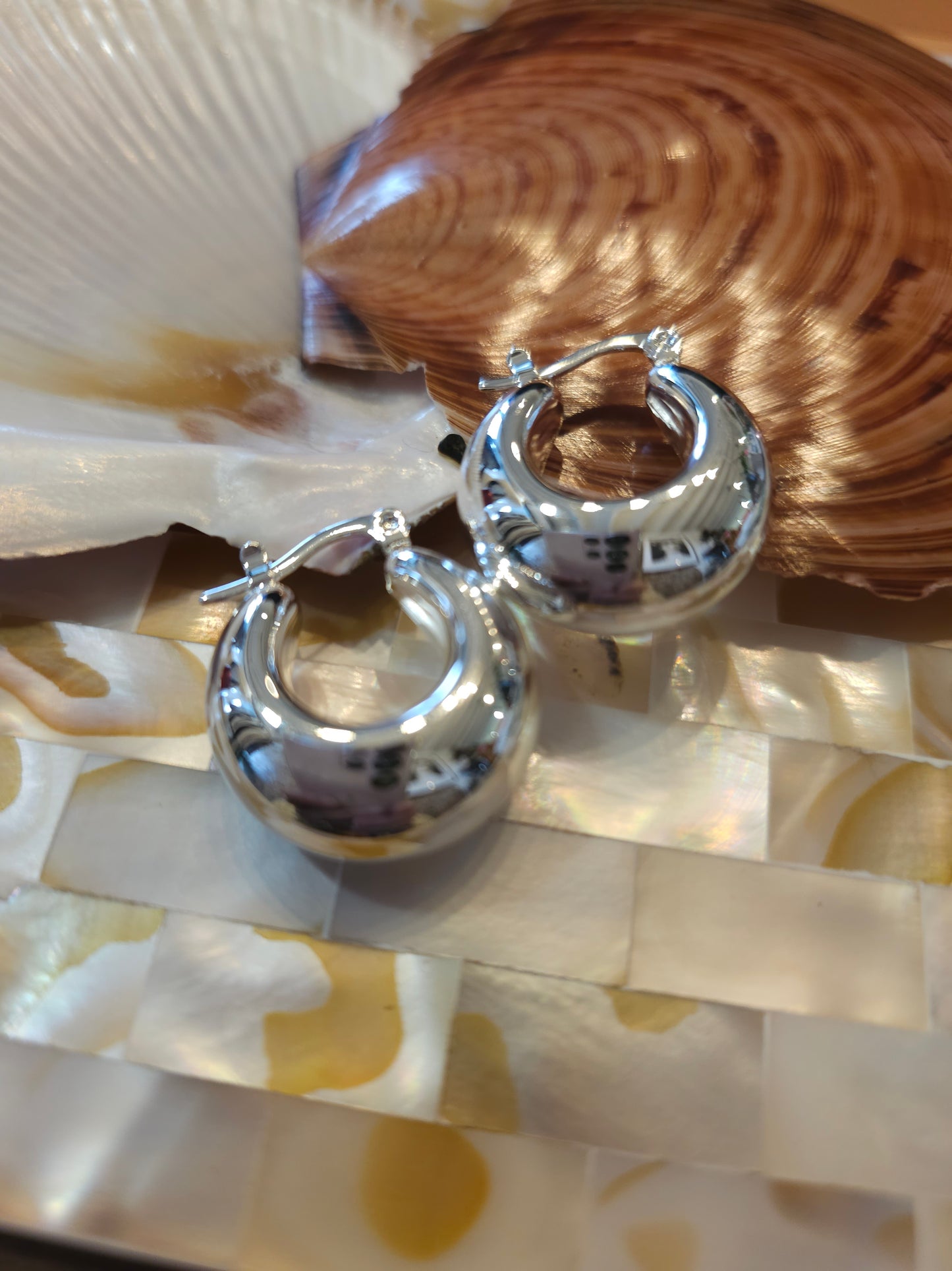 FORTE HOOP STERLING SILVER PLATED EARRINGS
