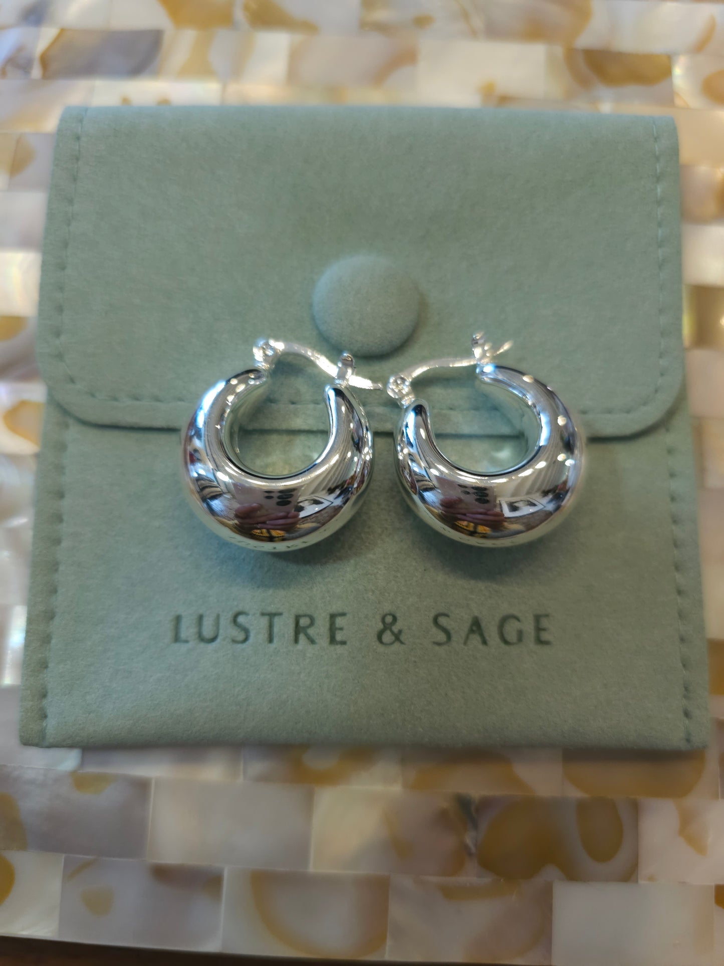 FORTE HOOP STERLING SILVER PLATED EARRINGS
