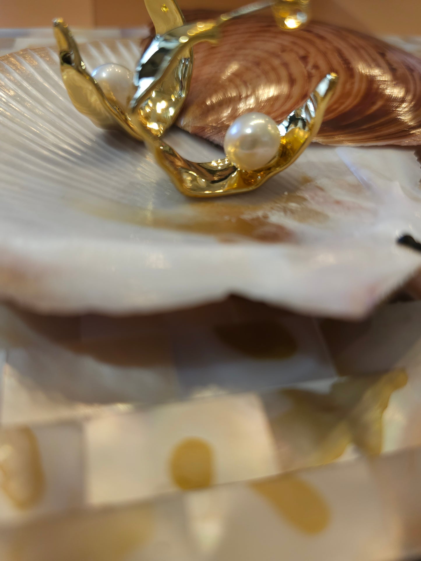 Crescent Pearl 18K Gold Plated Earrings