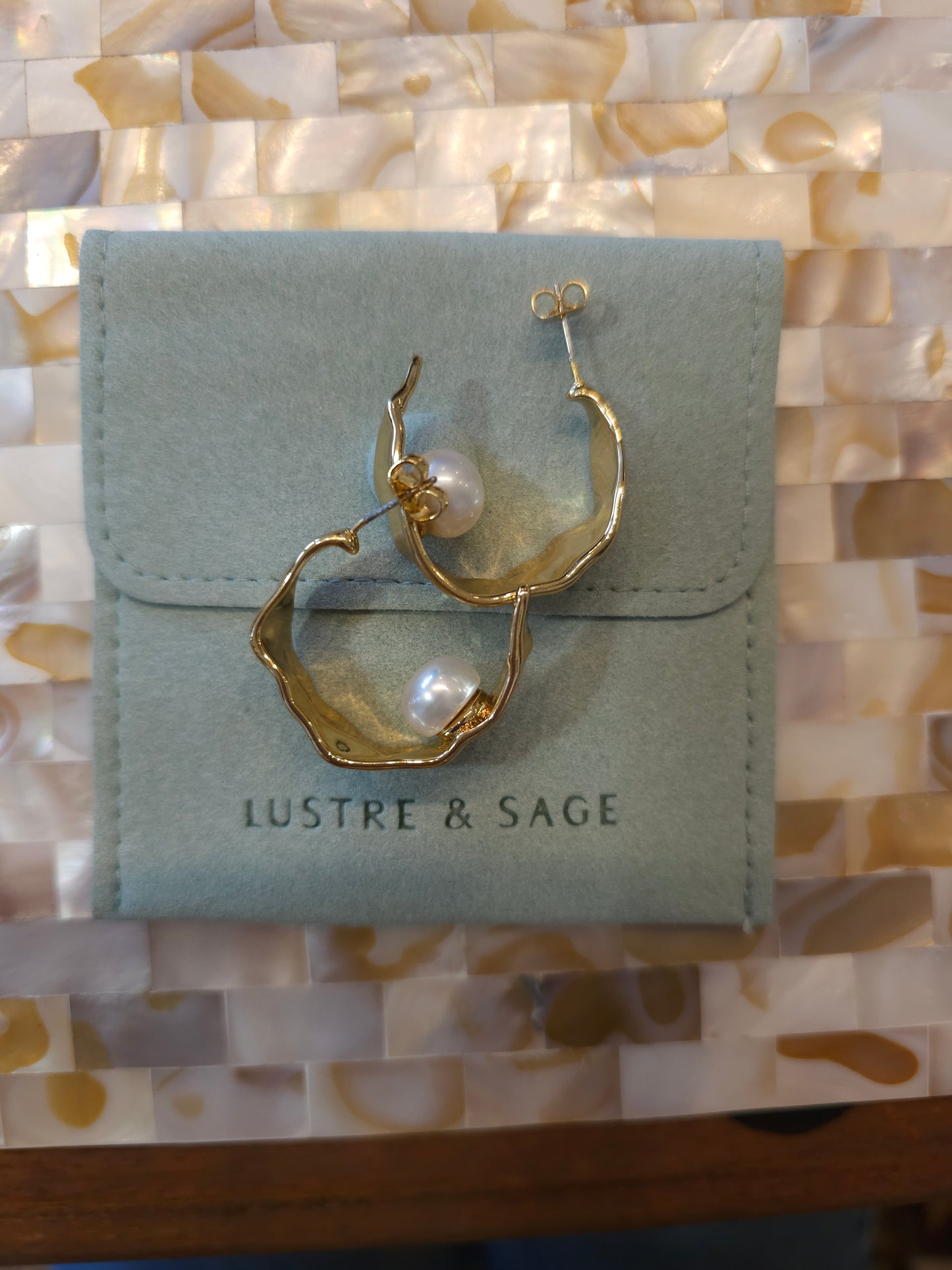 Crescent Pearl 18K Gold Plated Earrings