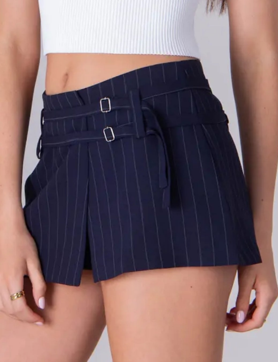 Zara Pinstripe Skort - Navy