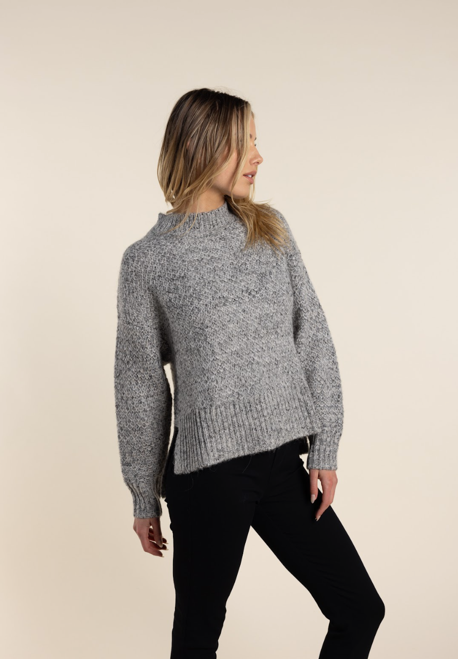 Fisherman Knit Sweater - Grey Mix