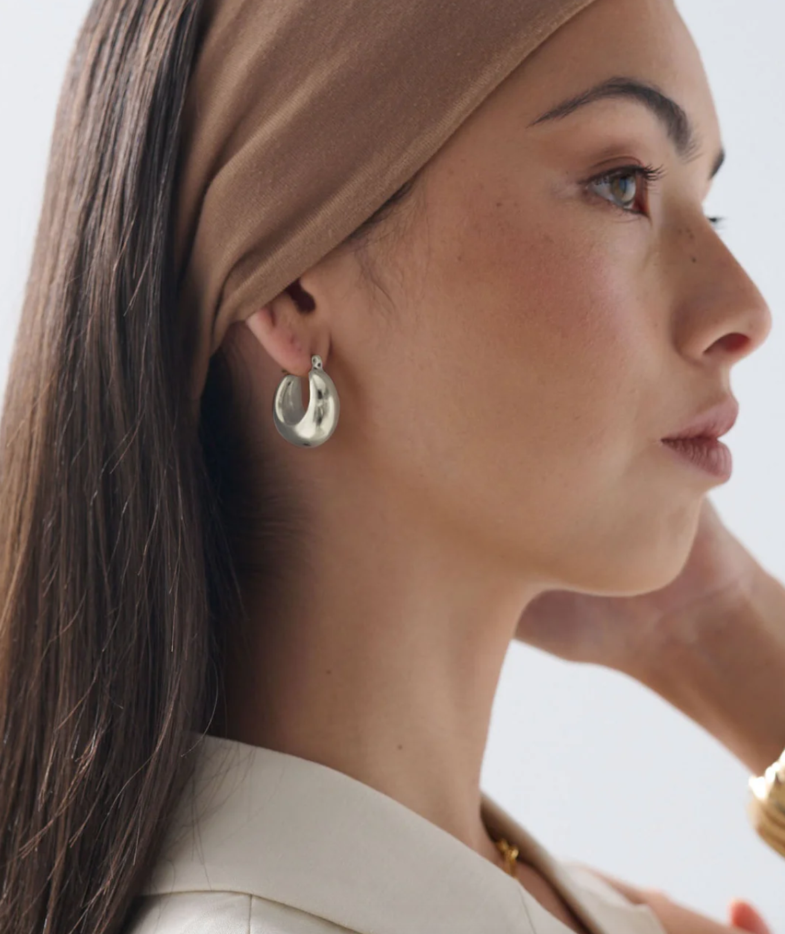 FORTE HOOP STERLING SILVER PLATED EARRINGS