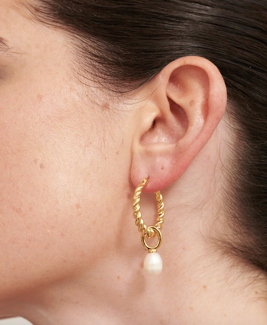 Twist Pearl Drop Gold Plated Earrings