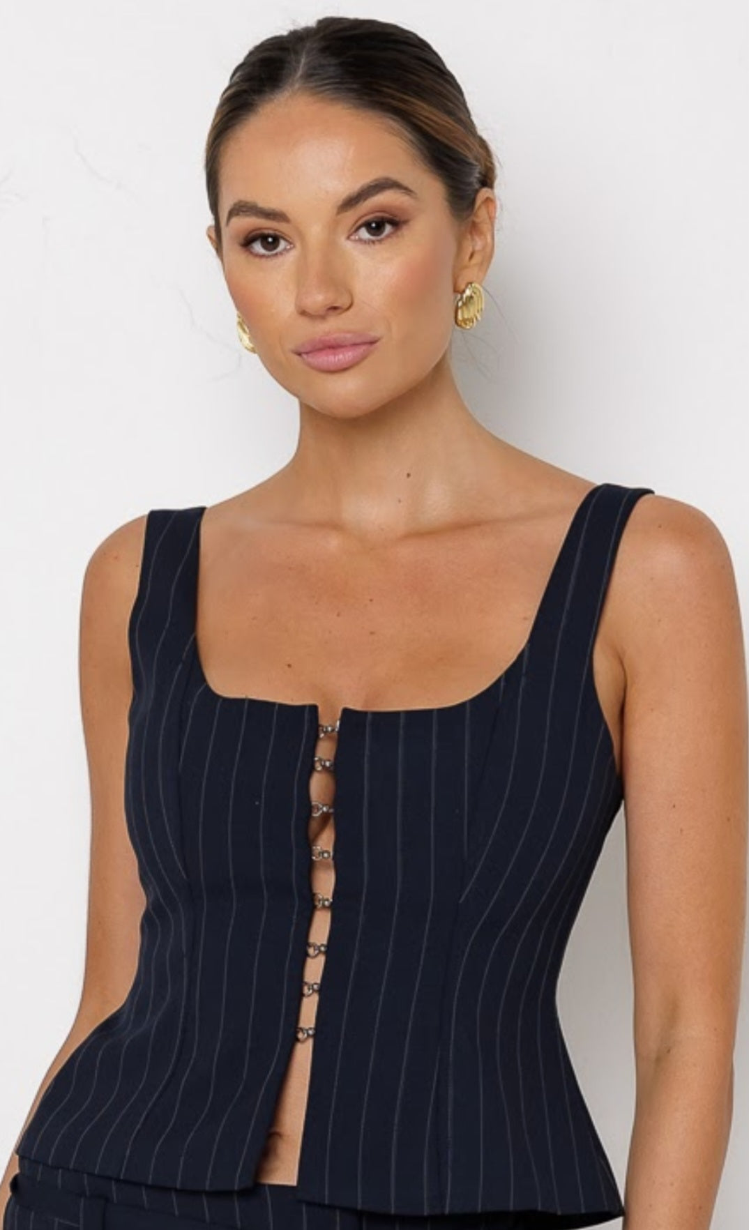 Zara Pinstripe Top - Navy