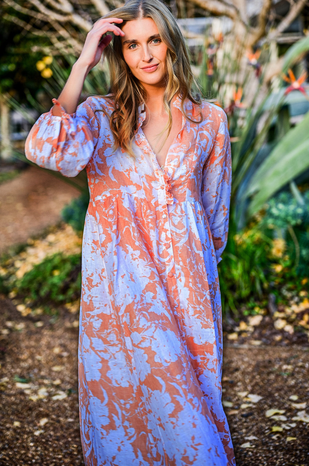 Peach sales print dress