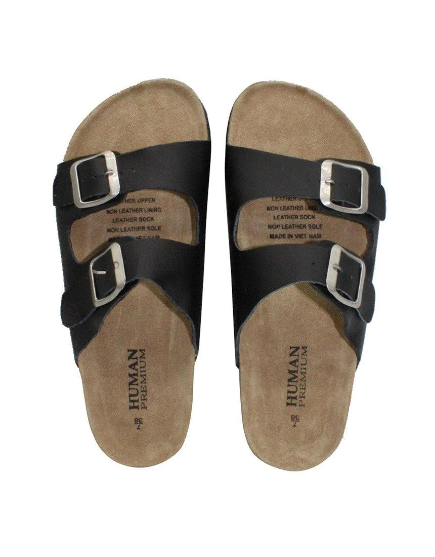 Human Lynx Leather Slides