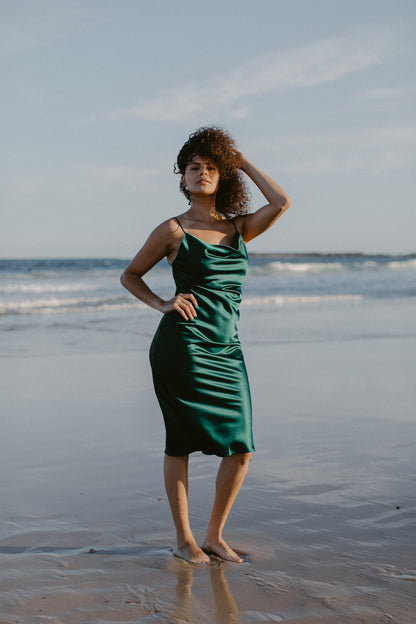 Emerald Elegance Midi Dress