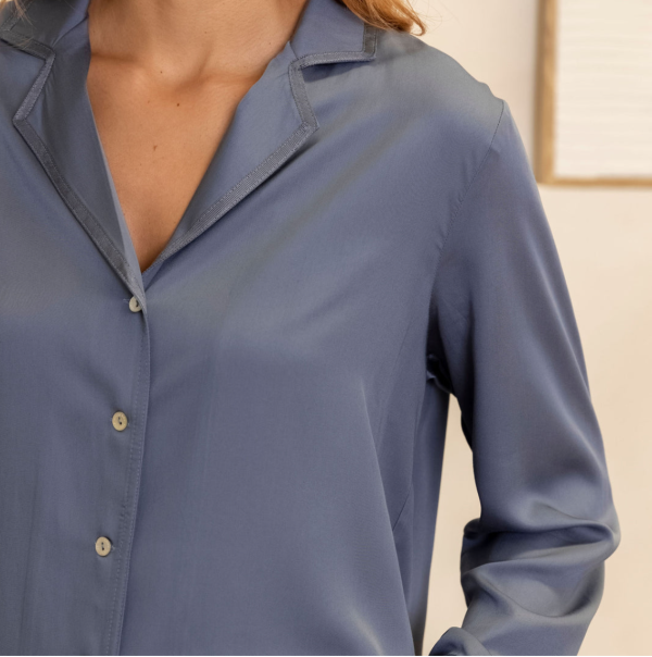 Maree Bamboo Long Sleeve Shirt - blue detail