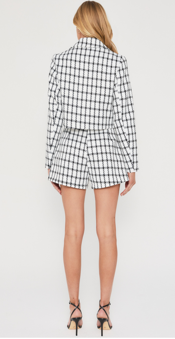 Tinsel Checkered Cropped Blazer and Shorts Twin Set