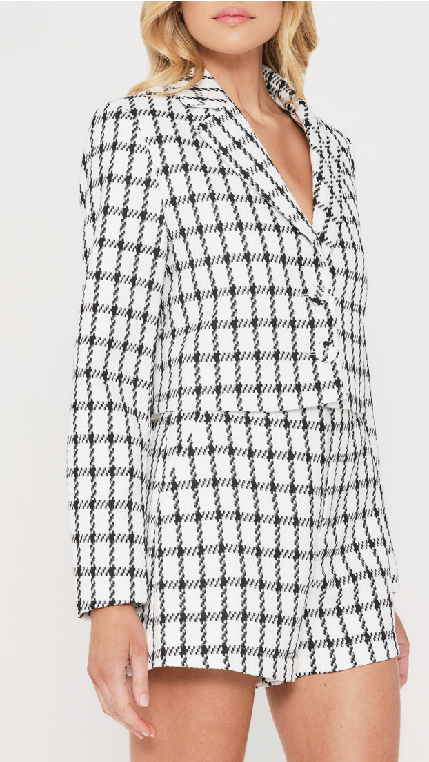 Tinsel Checkered Cropped Blazer and Shorts Set