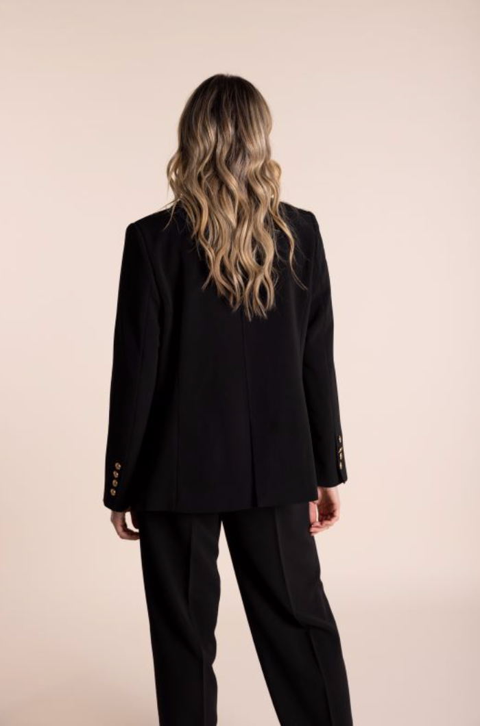 Black Blazer featuring gold buttons - rear view